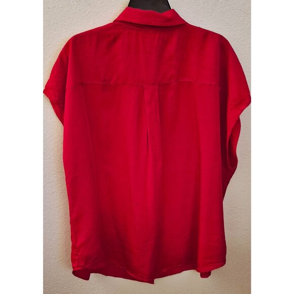 Torrid Red Tencel Blend Boxy Dolman Sleeve Button Front Tunic Top Size 2X EUC - Picture 3 of 8
